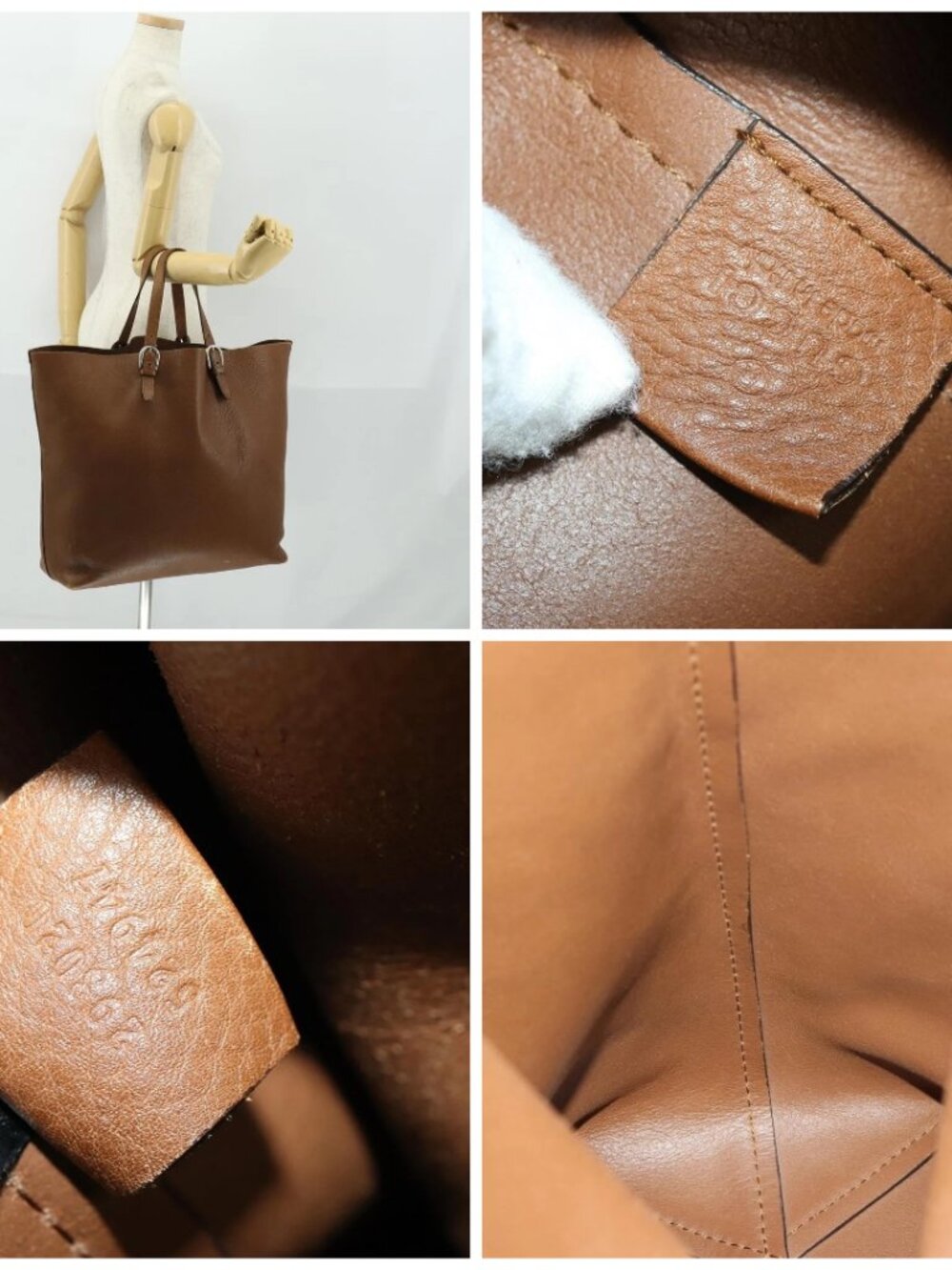 GUCCI Tote Bag Leather Brown Silver Auth - Picture 16 of 16